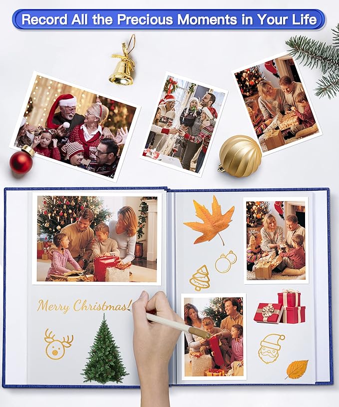 Popotop Photo Album Self Adhesive Scrapbook Album for 4x6 5x7 8x10 Pictures DIY Photo Book as Scrapbooking Supplies Kits, Birthday Gifts for Women Mom Wedding Baby Family Travel