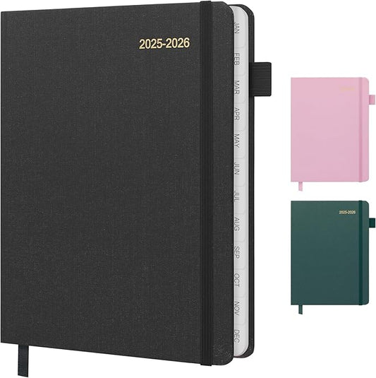 Planner 2025-2026, Academic Linen 2025-2026 Monthly Planner July 2025 to June 2026, Weekly & Daily Organizer with Tabs, Note Pages, Hardcover 5.65" x 8.15"- Ideal for School, Work & Productivity-Black
