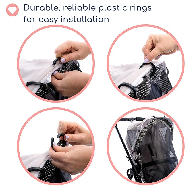 Stroller Sun Shade - Universal UV Protection Cover for Strollers Sunshade with See Through, Clip-On Sun Blocker, Sun Shield for Baby, Breathable Adjustable Fit, Full Coverage, Large