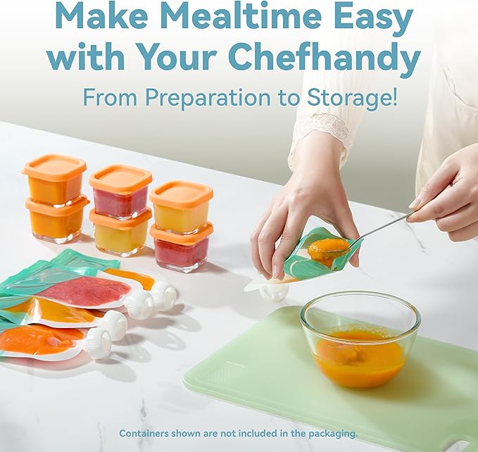 Chefhandy Baby Food Maker, Steamer & Blender, Puree Maker with Auto/Manual Blend, Steam Basket, Bottle Warmer & Sterili-zer, Compact Easy-to-Clean Baby Food Processor (White Blue)