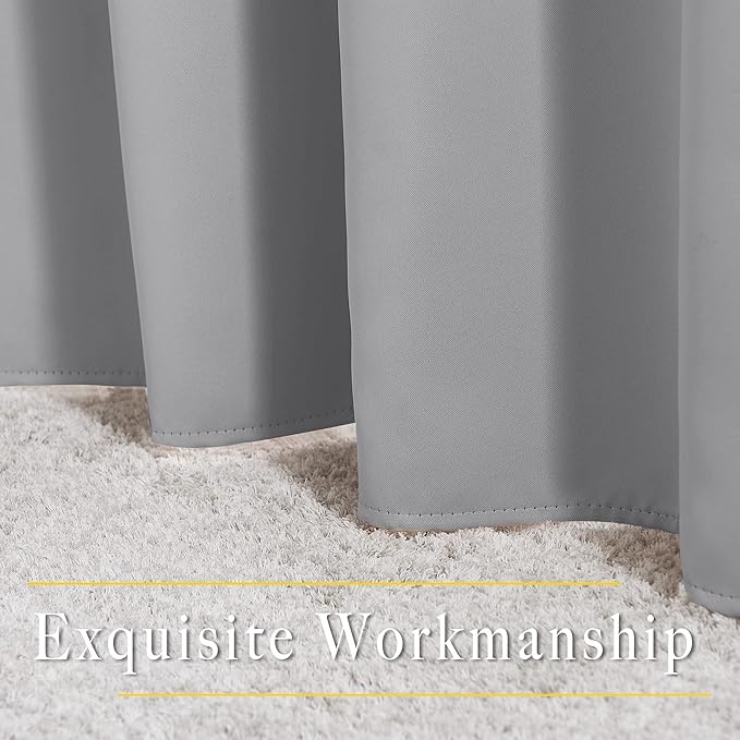 NICETOWN Blackout Silver Grey Living Room Curtains - Grommet Solid Thermal Insulated Sound Reducing Room Darkening Privacy Doorway Curtains for Bedroom (2 Panels, W52 x L78)