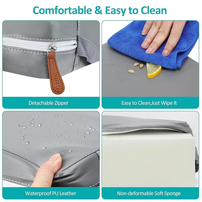 Toddler Booster Seat for Dining Table, Stronger Support Non-Slip Bottom Booster Seat for Kitchen Chair 2 Adjustable Straps Portable Travel and Home Increasing Booster Cushion Kid Baby(Grey)