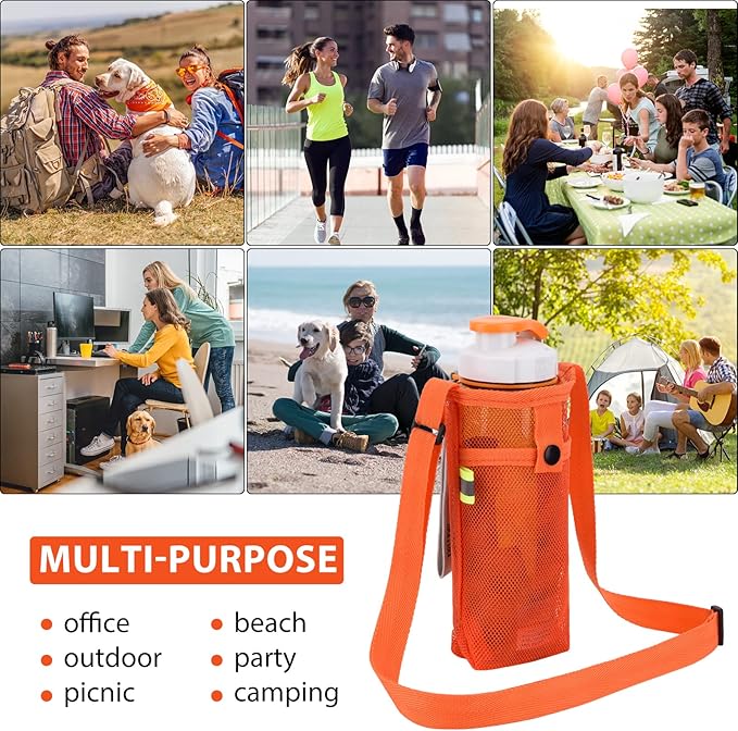 Tainehs Water Bottle Holder Carrier with Adjustable Shoulder Strap - Beach & Sports Bottle Bag for Hiking, Gym, Camping, Walking, Travel