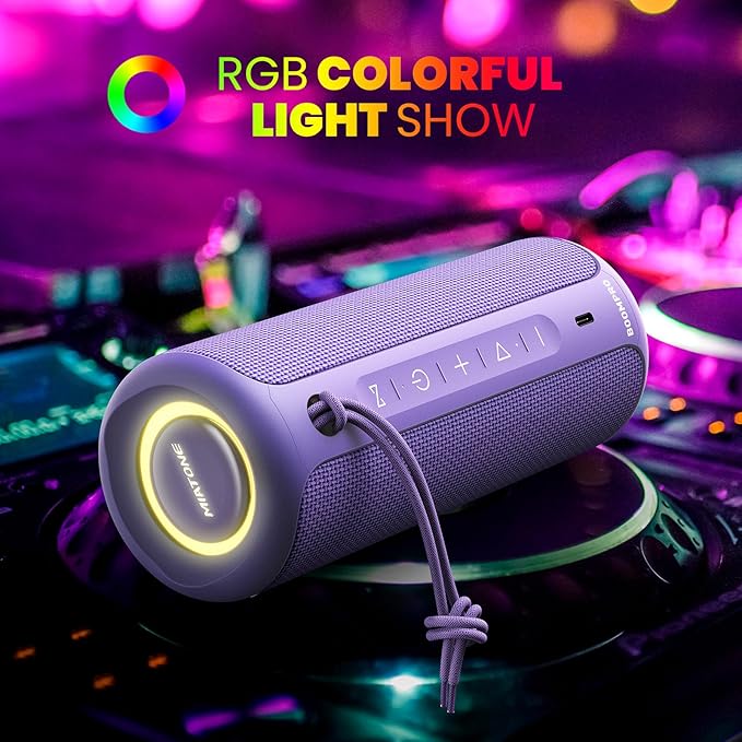 MIATONE Portable Bluetooth Speaker 36W Stereo Sound Bass Boost, 24H Playtime, Bluetooth 5.3 TWS Pairing Girl Friend Gifts for Woman(Purple)