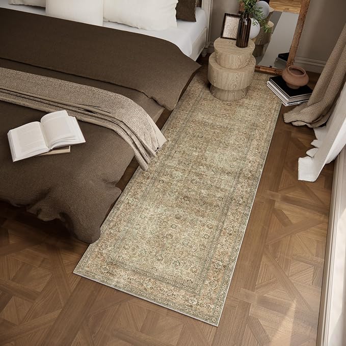 Washable Runners for Hallways Kitchen Rug: 2'6"x8' Runner Rugs Stain Resistant Non Slip Low Pile Soft Carpet Runners for Hallways Bedroom Kitchen Entryway Indoor Beside Bathroom Laundry Room