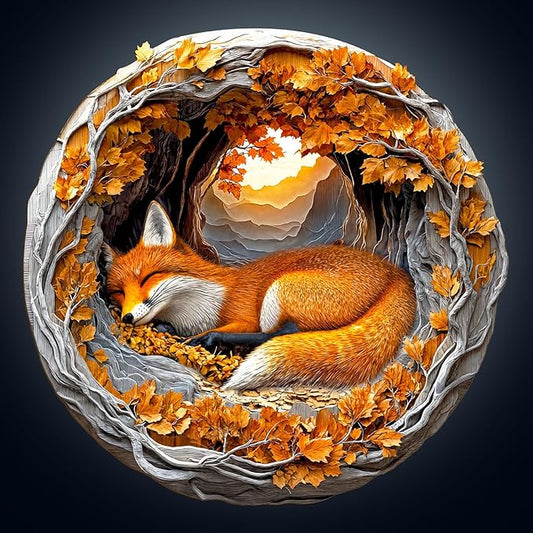 WOODBESTS Wooden Puzzles for Adults, 3D Fox Wood Puzzles Adult(200 Pieces, M, 11.4 * 11.2in), Unique Shape Wooden Animal Jigsaw Puzzles, Birthday Gifts for Adults Family Game