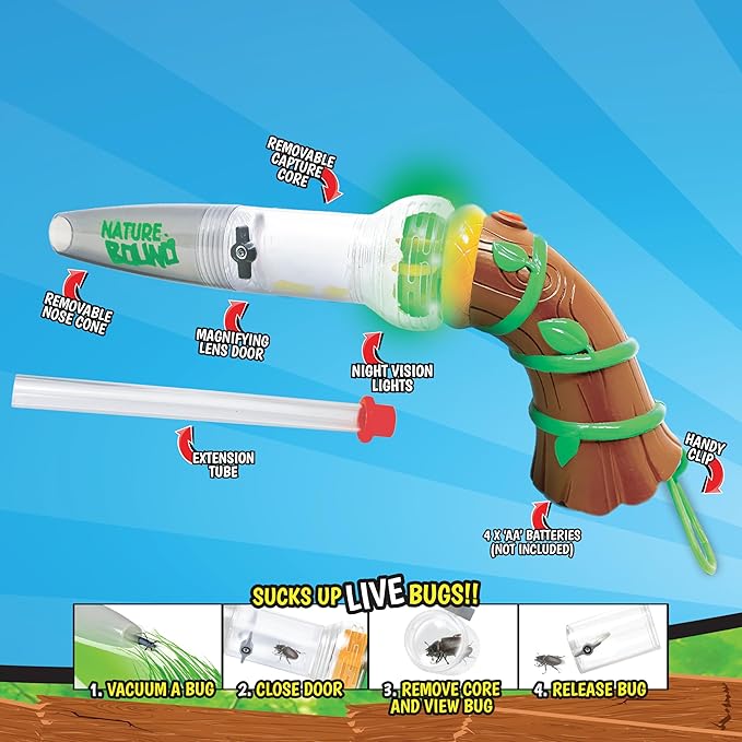 Nature Bound Bug Catcher Toy, Eco-Friendly Bug Vacuum, Catch and Release Indoor/Outdoor Play, Ages 3 to 12, Complete Kit for Kids (Upgraded Style)