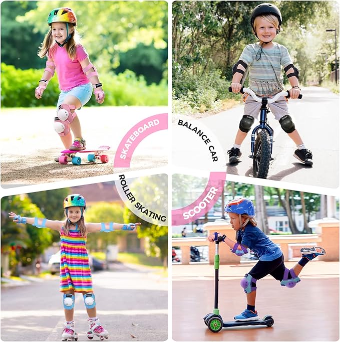 BOSONER Kids/Youth Knee Pad Elbow Pads for Roller Skates Cycling BMX Bike Skateboard Inline Rollerblading, Skating Skatings Scooter Riding Sports