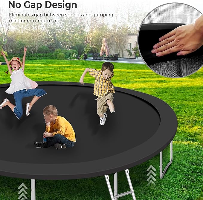 Upgraded 16FT 15FT 14FT 12FT 10FT 8FT Trampoline Outdoor with Basketball Hoop and Net, Capacity for 4-6 Kids and Adults