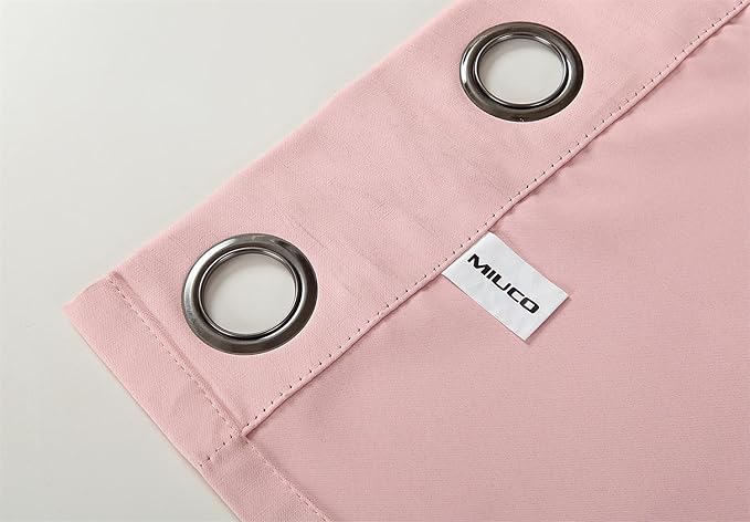 MIUCO Blackout Curtains Room Darkening Curtains Textured Grommet Curtains for Girls Room 2 Panels 52x63 Inch Long Pink