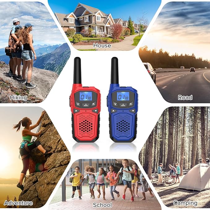 Walkie Talkies for Adults- WokTok Long Range Two Way Radio for Camping Hiking Hand Held Hiking Accessories Camping Gear Xmas Birthday Gift for Kids,SOS Siren,NOAA Weather Alert,2 Radios