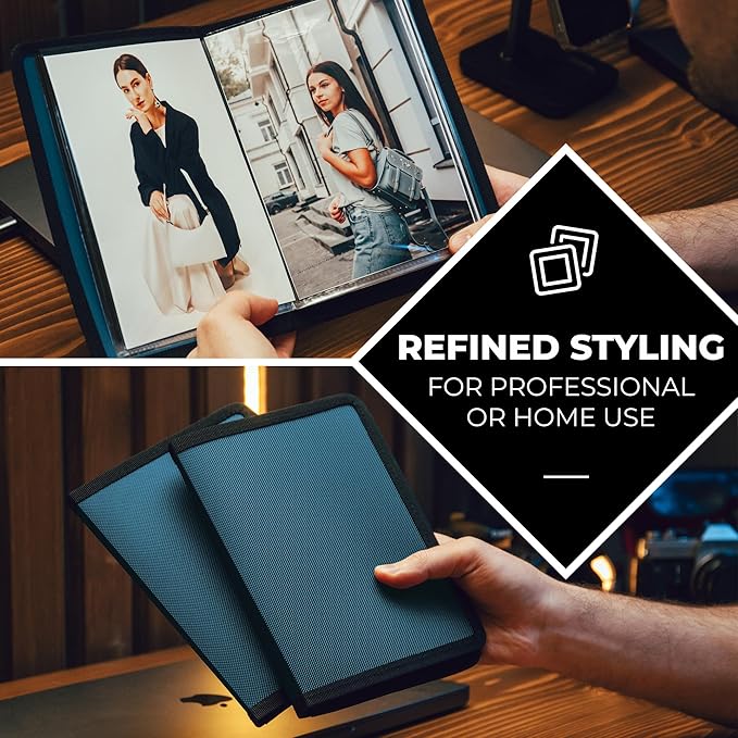 Dunwell Small Photo Album 4x6 (2-Pack, Blue), Mounting Paper, 4 x 6 Photo & Art Portfolio Presentation Book, 24 Pockets Display 48 Pages, Professional Mini Picture Book for Artwork, Postcards