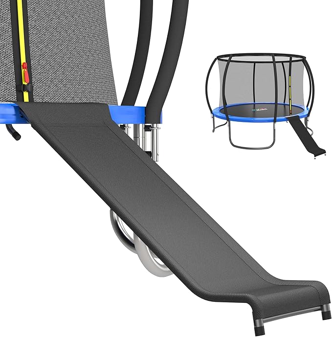 Universal Trampoline Ladder Trampoline Slide for Kids Climb Up & Slide Down, Outdoor Trampoline Slide Attachment, Easy to Install, Fit All Kinds of Trampolines, Black