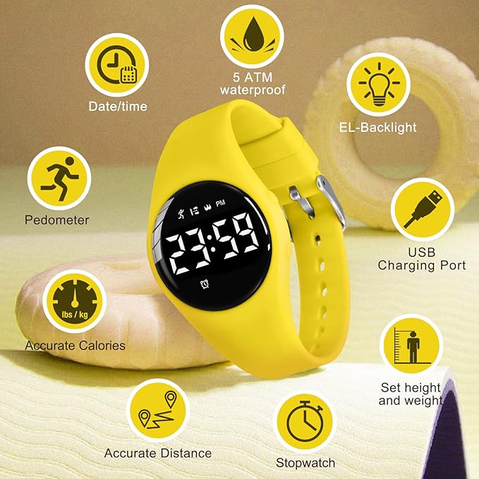 Kids Watches for Girls Boys Digital Sport Watch with Step Counter Pedometer Vibration Alarm Clock, No App Waterproof Fitness Tracker Kids Watch Boys Girls Teens Students Ages 5-16