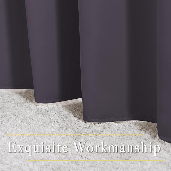 NICETOWN Greyish Purple Window Draperies and Curtains - Home Fashion Grommet Top Drape Panels for Bedroom (Set of 2, 66 by 72 Inch, Greyish Purple)