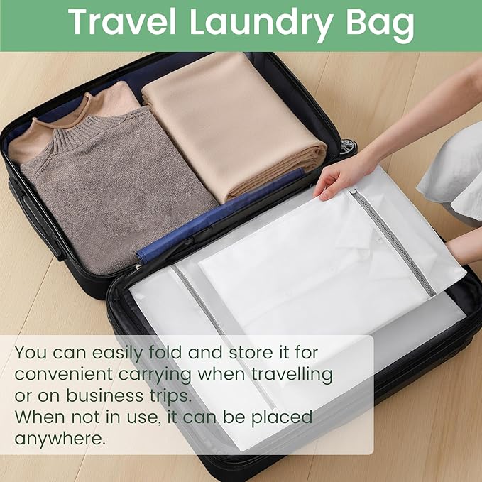 4Pcs Mesh Laundry Bags, 16 X 20 Inches Mesh Laundry Bag, Durable Delicate Laundry Bag for Travel, College, Dorm, Family And Apartment Dwellers, White