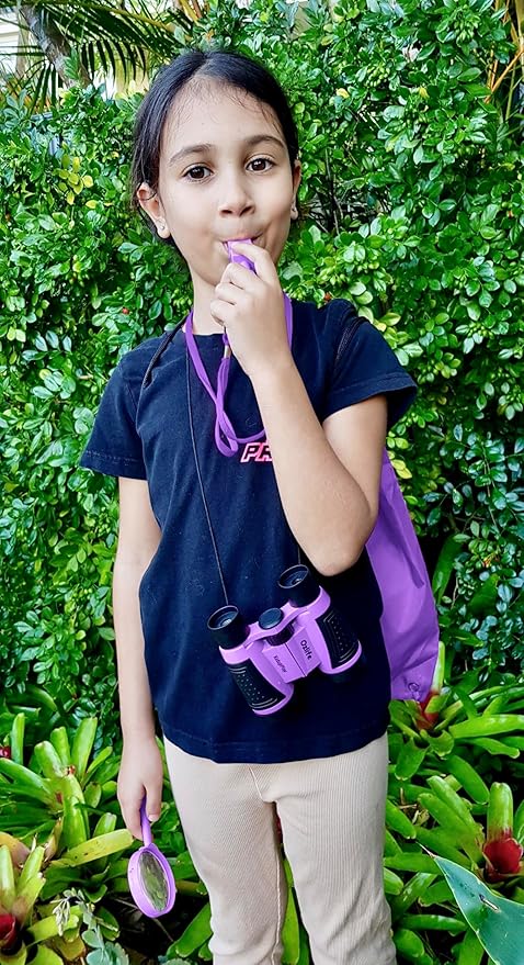 Adventure Kidz - Outdoor Exploration Kit, Children’s Toy Binoculars with Case, Flashlight, Compass, Fox Whistle, Magnifying Glass, Backpack. Great Kids Set for Camping, Hiking, STEM, Pretend Play.