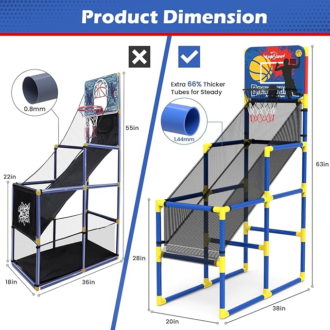 Kids Basketball Hoop Arcade Game W/Electronic Scoreboard Cheer Sound, Basketball Hoop Indoor Outdoor W/4 Balls, Basketball Game Toys Gifts for Kids 3-6 5-7 8-12 Toddlers Boys Girls