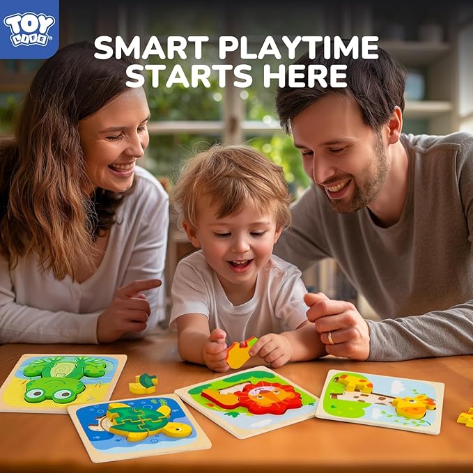 TOY Life Wooden Puzzles for Toddlers 2-4, Montessori Toys for 1 2 3 Year Old Toddler Boys Girls, Animals Jigsaw Puzzles, Educational Learning Toy Kids Puzzle, Best Gifts Toys for Baby Ages 1-3 2-4