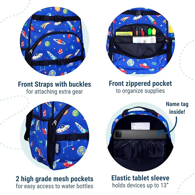 Wildkin ECO rPET 15-inch Kids Backpack – Sustainable, Padded, Adjustable – Out of This World