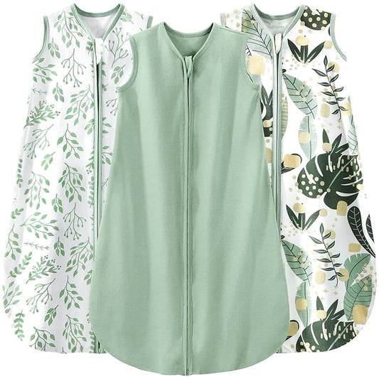 Yoofoss Baby Sleep Sack 12-18 Months Baby Wearable Blanket 100% Organic Cotton 2-Way Zipper TOG 0.5 Toddler Sleeping Sack 3 Pack, Comfy Soft Lightweight