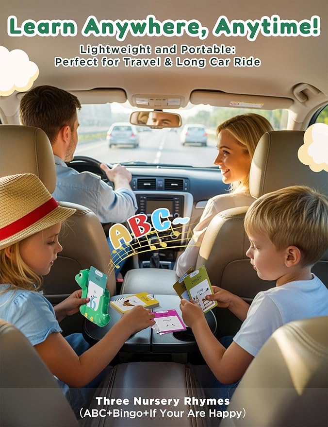 Spanish and English Talking Flash Cards for Toddlers with 510 Sight Words, Dinosaur Shaped Bilingual Pocket Speech Therapy and Autism Toys, Educational Learning Toys Gift for Kid Boys Girls