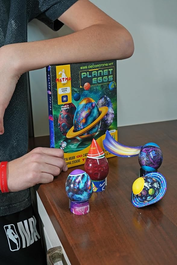 Egg Decorating Kit Planet Eggs & Unicorn Eggs - Complete Decorative Eggs Set with Liquid Dyes, Thermal Stickers, Egg Stands, and More - Fun Easter Egg Dye Kit Arts and Crafts for Kids (Pack of 2)