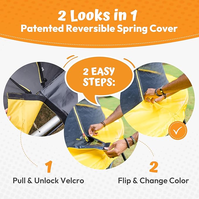 JUMPZYLLA Trampoline Outdoor 8FT 10FT 12FT 14FT 15FT 16FT with Enclosure and Ladder, ASTM Approved Recreational Trampoline for Kids and Adults, Anti-Rust Coated Frame