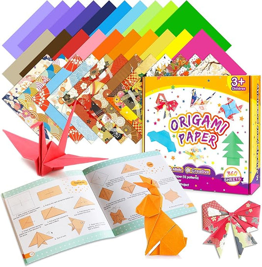 Pigipigi Kids Craft Origami Paper Kit for Kids Ages 5-8 8-12, with Guiding Book, 360 Sheets DIY Art and Crafts Supplies,Colorful Folding Papers Set Projects Gifts Activity for Boy Girl Toys(Japanese)