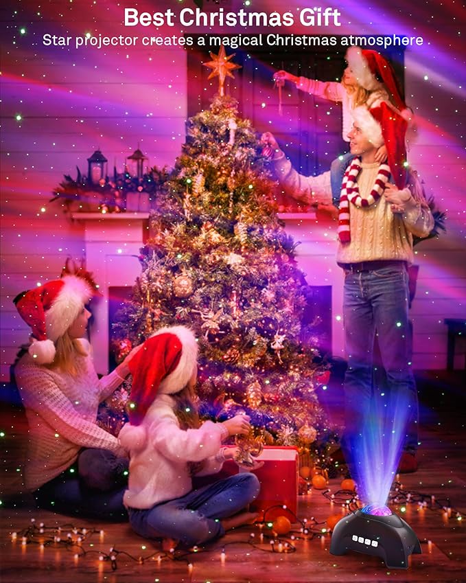 Star Projector, AIRIVO Galaxy Projector Northern Lights, Aurora Projector & Music Speaker & White Noise, Night Light Projector for Kids Adults, for Bedroom, Room Decor, Party, Ceiling(White)