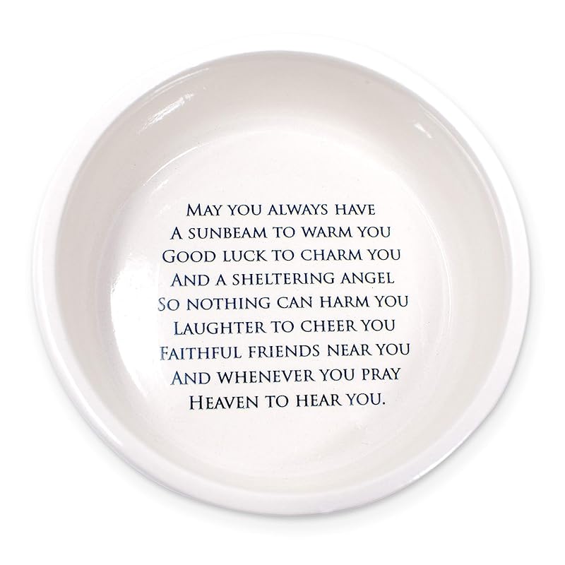 Baptism Gift or First Communion Gift, Ceramic Keepsake Box With Irish Blessing - Round Box with Shamrock in Green for Godchild