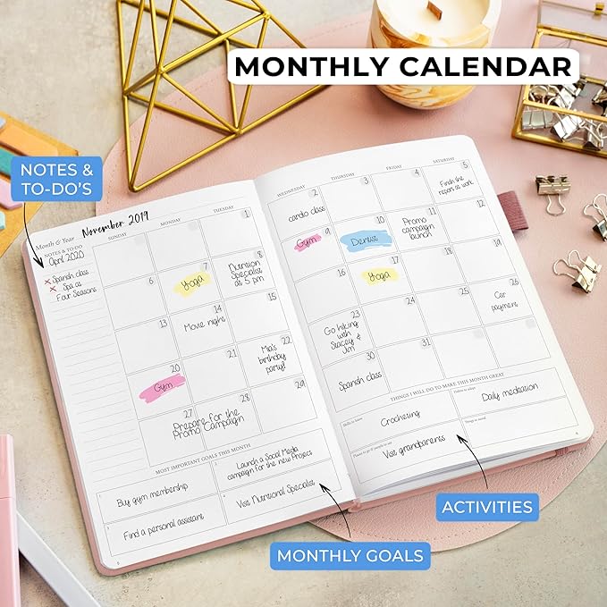 Legend Planner Daily for 3 Months – Undated Monthly Weekly & Daily Planner to Hit Goals. Organizer & Productivity Journal, A5 (Rose Gold)