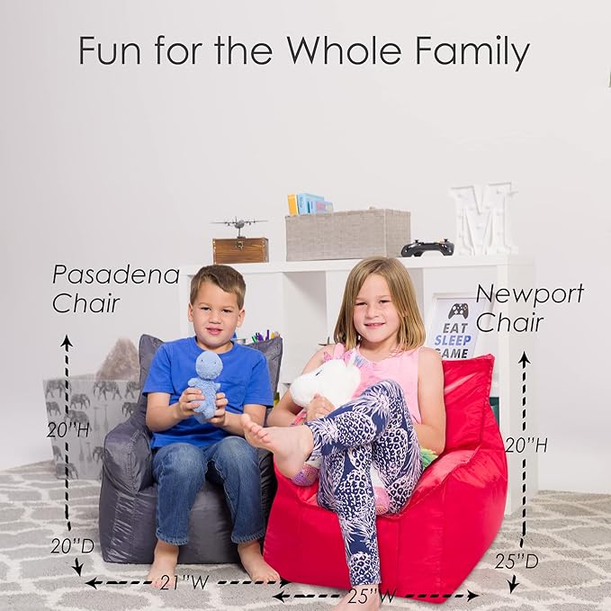 Posh Creations Bean Bag Chair Structured Comfy Seat Use for Gaming, Reading and Watching TV, Newport, Black