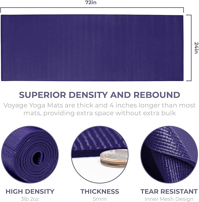 Sunshine Yoga Voyage Yoga Mat, 10 Pack, 72" x 24" Professional Studio and Gym Bulk Yoga Mats, 5mm Thick, Durable, Anti-Tear, Non Slip Fitness and Exercise Mats