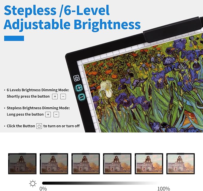 Rechargeable A4 Light Pad with Innovative Stand and Top Clip, Elice Wireless Bright Light Tracing Board Portable LED Artcraft Tracer Box for Artists, Drawing, Cricut Weeding Vinyl, Diamond Painting