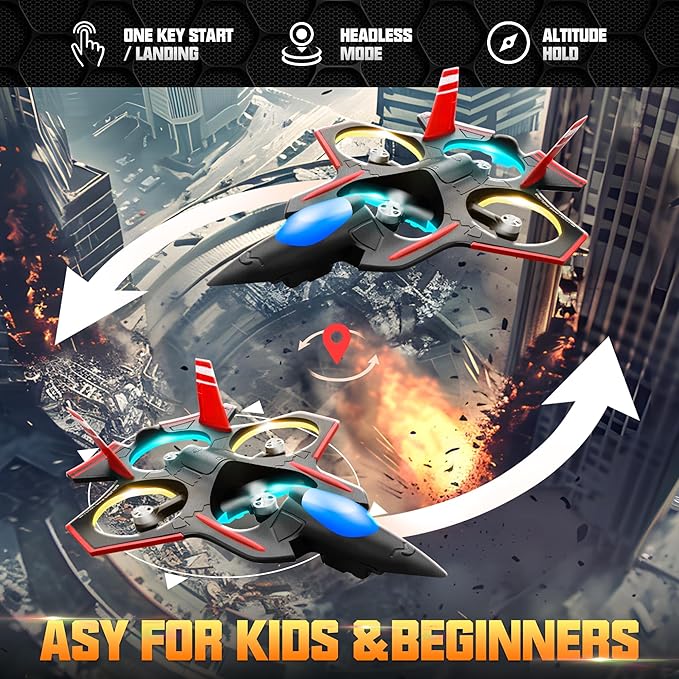 BEZGAR Brushless RC Plane with Camera | 2.4GHZ Remote Control Airplane, 6-axis Gyro Drones for Kids, RC Helicopter, 360°Flip Jet Fighter for Beginners with LED Navigation Lights and Two Batteries