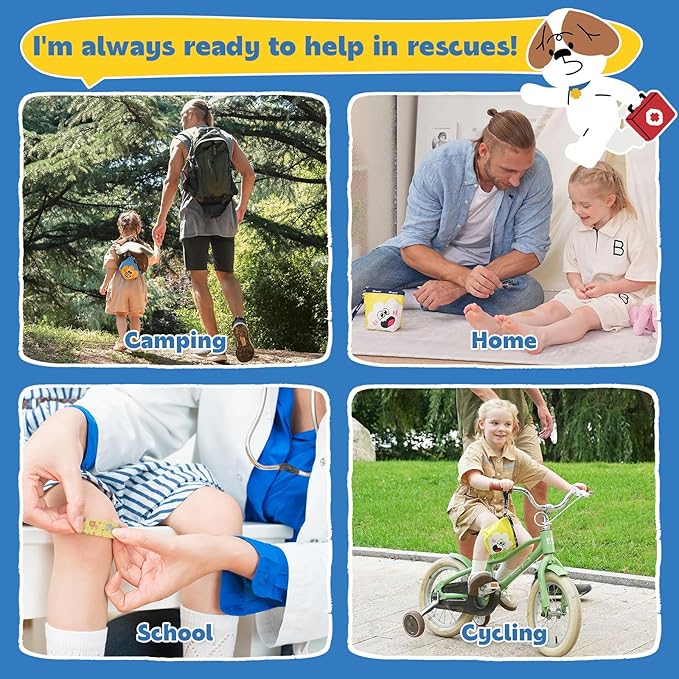 StBernard Kids First Aid Kit, EDC Mini Portable Medical Kit with Cute Bandages, Tools for Children's Daily Boo-Boos, Suits for Home, School, Camping, Hiking, Cub Scouts, Backpacking (Purple)