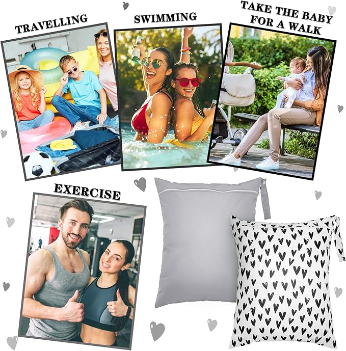 Shappy 2 Pcs Large Travel Laundry Bag Washable Waterproof Wet Dry Large Dirty Clothes Bag Bathing Workout(Solid Gray, Heart)