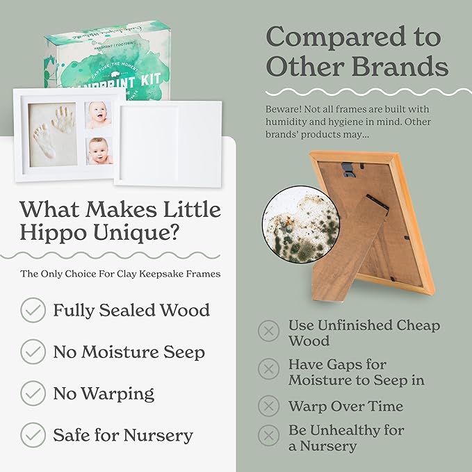 Little Hippo Baby Footprint Kit & Keepsake | Baby Handprint Kit | Baby Hand and Footprint Kit (Alpine White, Standard)