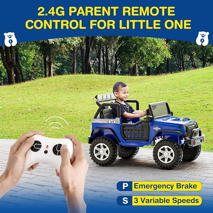 L8 2 Seater Ride On Car, 12V Kids Electric Car w/Remote Control, 4-Wheel Suspension, Bluetooth Speaker, Multi Music Modes, 3 Speeds, LED Lights, Xmas & Birthday Gift Ideas for Kids Ages 3+