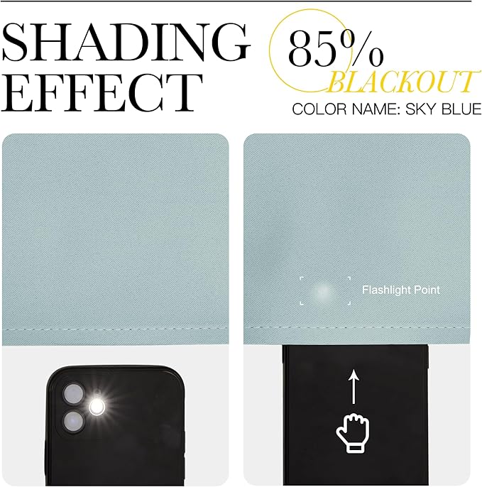 NICETOWN Room Darkening Curtains for Living Room 84 inches Long - Sky Blue Grommet Room Darkening Window Treatments Sound Reducing Drapes for Bedroom, 2 Panels, W52 x L84