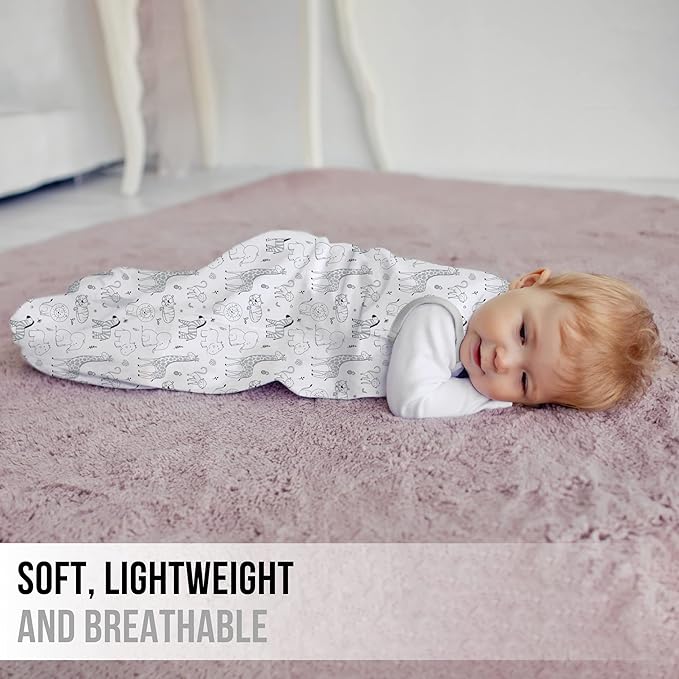 Mama Cheetah Baby Sleep Sack 0.5 TOG, Organic Cotton Baby Wearable Blanket with Two-Way Zipper, Swaddle Transition Baby Sleeping Bag for Newborn Infant Toddler Boy Girl, 6-12 Months