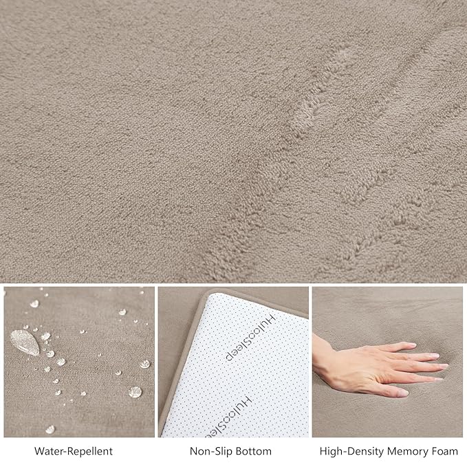 Baby Play Mat for Floor,1.3" Thick Elasti-Foam 50"×50" Playpen Mat for Tummy Time,Water Repellent Soft Coral Velvet for Toddler,Infant,Kids,Non-Slip Backing Safe for Crawling(Beige)