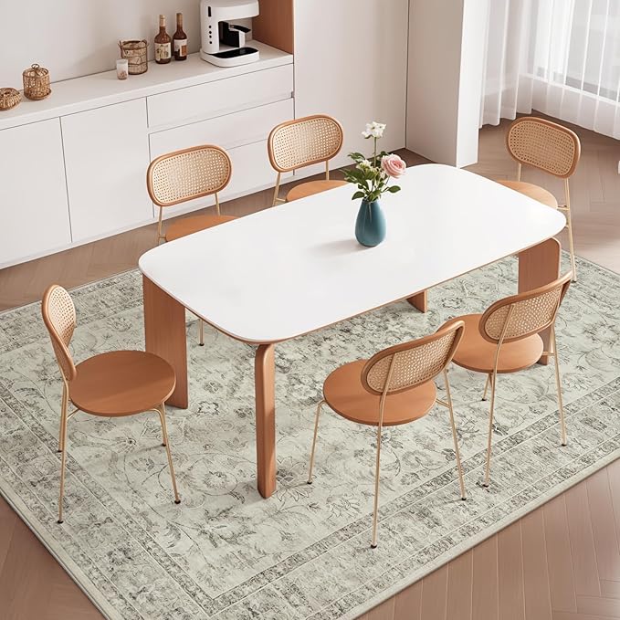 LIVEBOX Washable Area Rug 6x9 Rugs for Living Room Dining Room Under Table, Non-Slip Boho Indoor Carpet for Bedroom, Low-Pile Farmhouse Soft Carpets for Nursery Room Playroom, Taupe