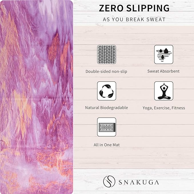 Travel Yoga Mat, Non Slip Exercise Suede Mat with Carry Bag, All-Purpose Fitness Mat with High Density Anti-Tear Surface for Women, Ideal for Pilates Workout (72'' x 24'' x 1.5mm Thick)