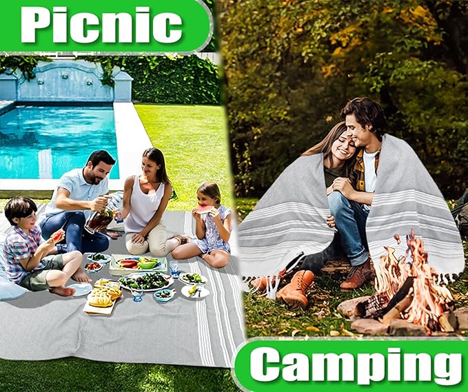 Oversized Turkish Beach Towel Blanket Cotton Giant XL Sandproof Towels Huge Linen XXL Extra Large Big Throw Quilt Blankets for Adults Cloud Travel Camping Glamping Accessories Essentials