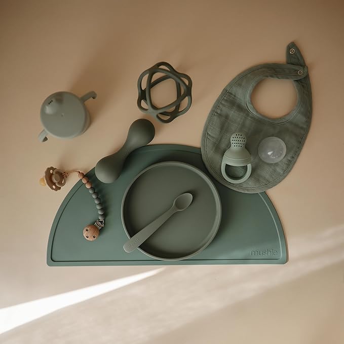 mushie Silicone Baby Shaker Rattle Toy | Ages 3+ Months (Dried Thyme)