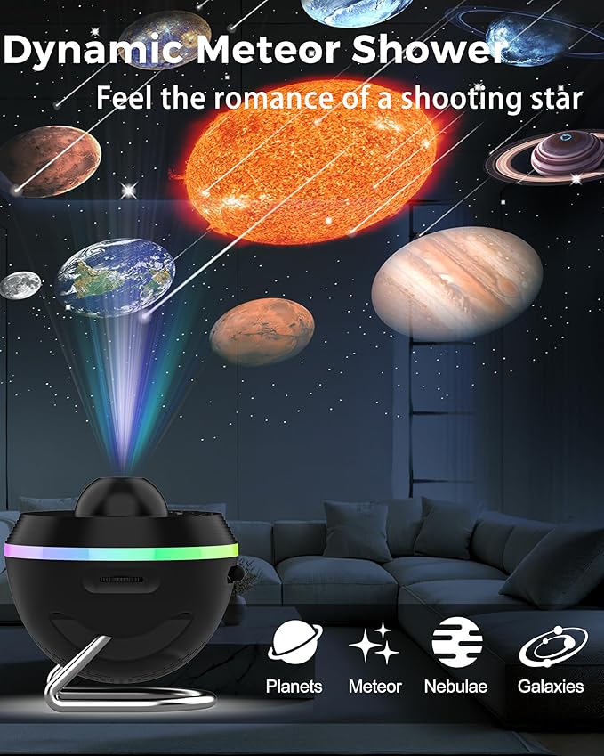 Galaxy Projector - 13 in 1 Planetarium Star Projector - Solar System Projector for Kids Bedroom Ceiling Decor - Realistic Starry Sky Night Light with Timer, Dynamic Meteor, RGB Lighting Effects