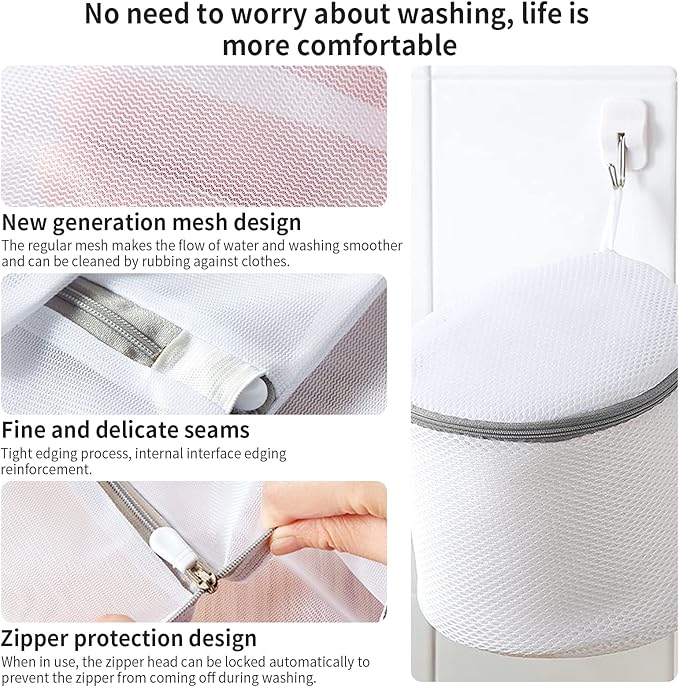 Mesh Bra Bags for Laundry(9 Pack) by MDSXO, White Lingerie Bags for Washing Delicates,Baby Laundry,Sock,Travel Storage[1XXL/2XL/3L/2M/2bra bags]
