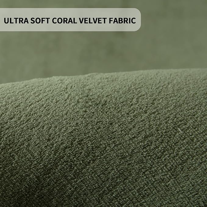 MAXYOYO Coral Velvet Area Rug, Thick Japanese Tatami Mat Living Room Carpet with Non-Slip Backing, Large Solid Color Mat for Bedroom Dormitory Yoga, Olive Green, 59"x 78"